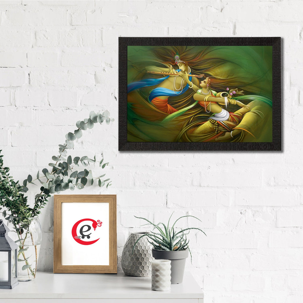 Radha Krishna Playing Flute Satin Matt Texture UV Art Painting
