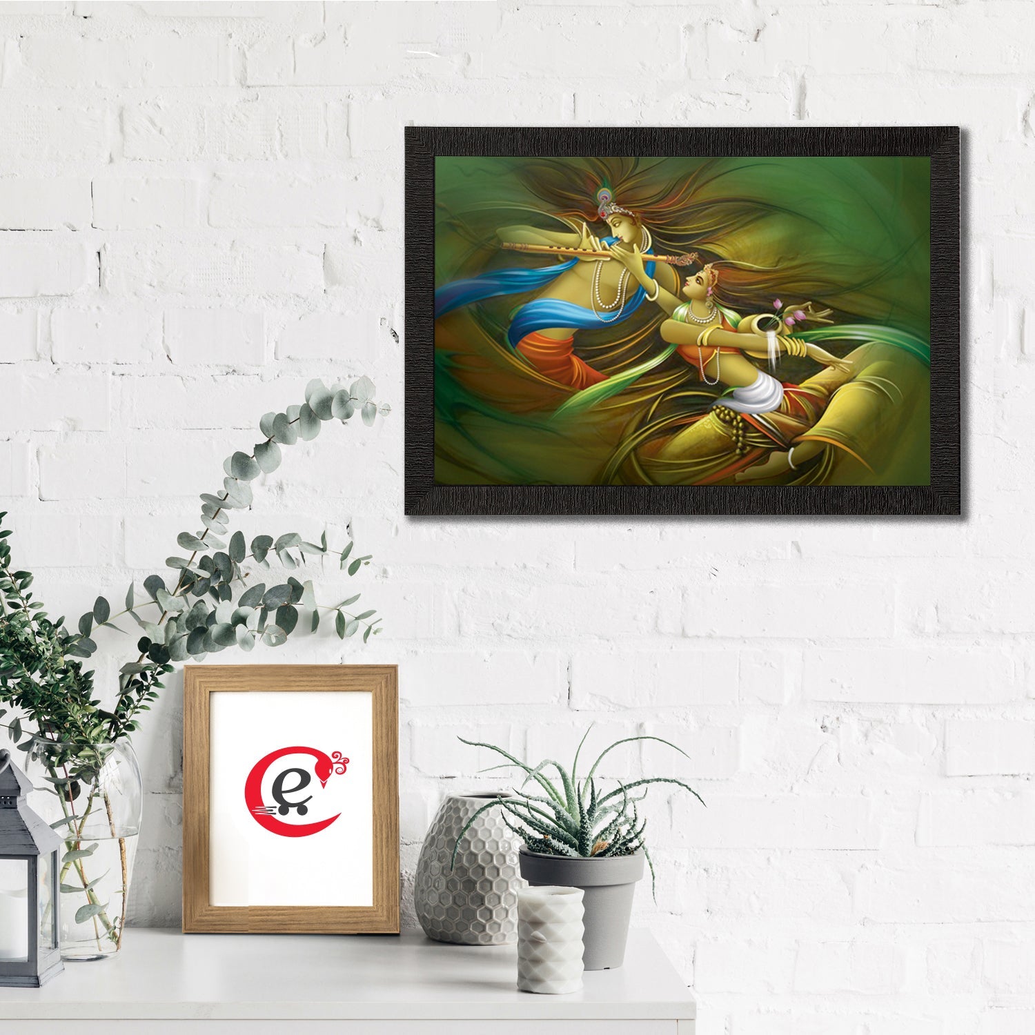 Radha Krishna Playing Flute Satin Matt Texture UV Art Painting
