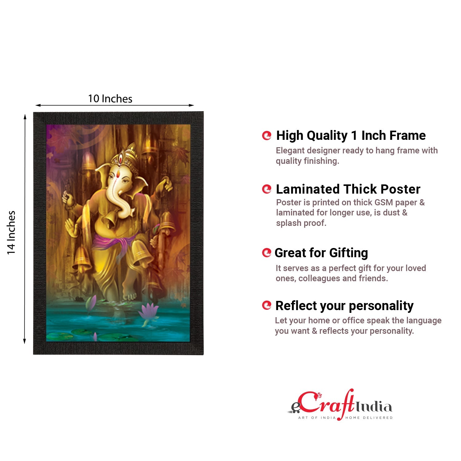 Lord Ganesha Satin Matt Texture UV Art Painting Kafalo
