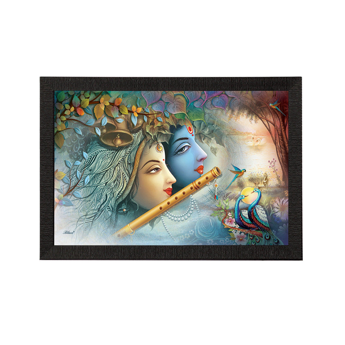 Radha Krishna Satin Matt Texture UV Art Painting Kafalo