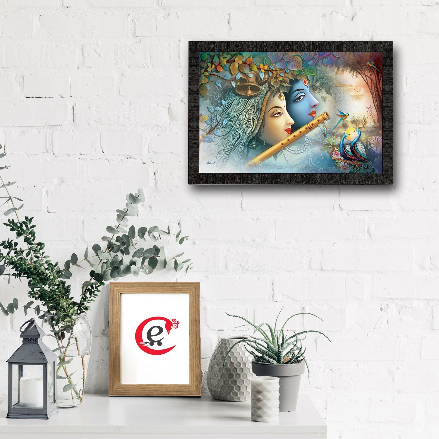 Radha Krishna Satin Matt Texture UV Art Painting Kafalo