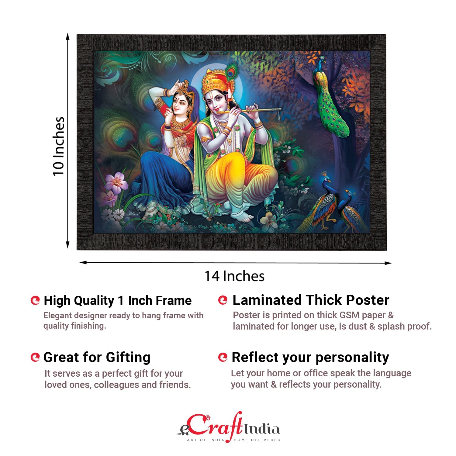 Radha Krishna Satin Matt Texture UV Art Painting Kafalo