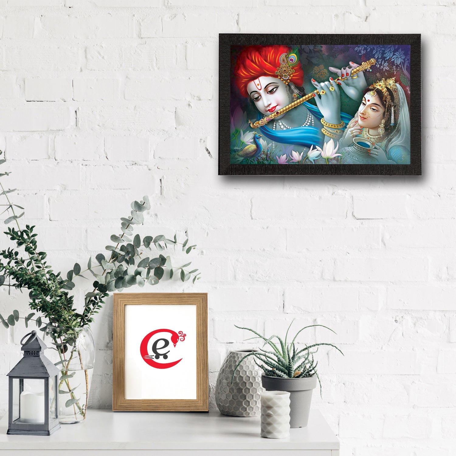 Radha Krishna Satin Matt Texture UV Art Painting Kafalo