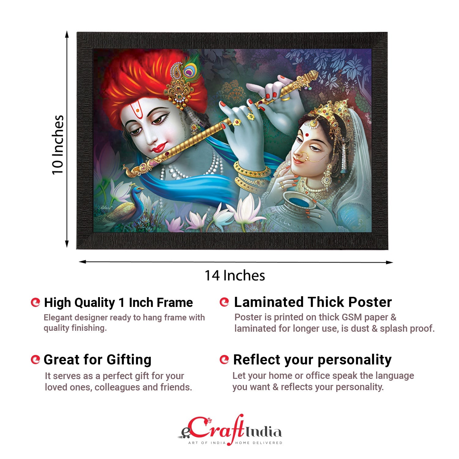 Radha Krishna Satin Matt Texture UV Art Painting Kafalo