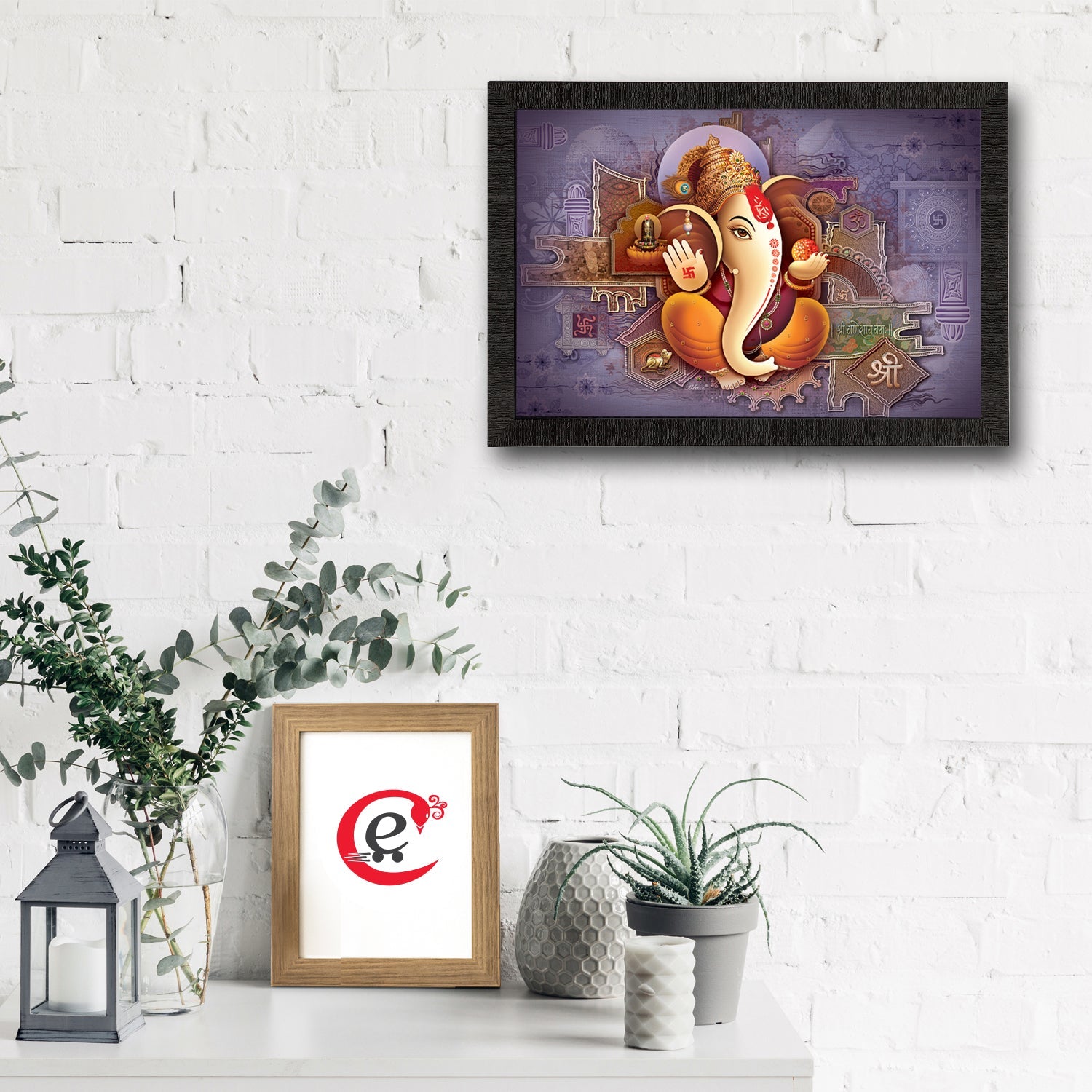 Lord Ganesha Satin Matt Texture UV Art Painting Kafalo