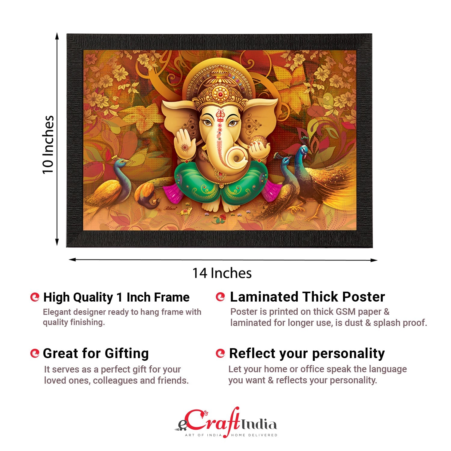 Lord Ganesha Satin Matt Texture UV Art Painting Kafalo
