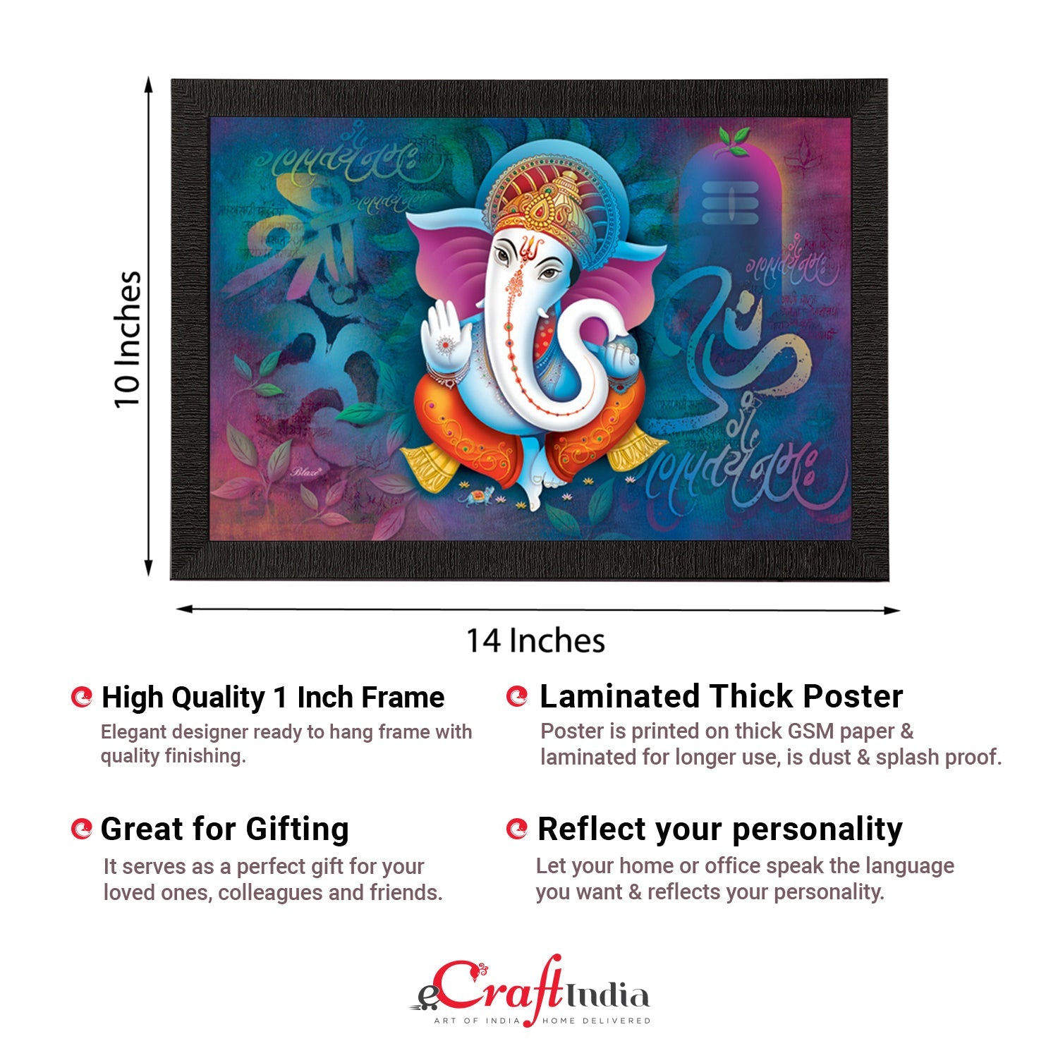 Lord Ganesha Satin Matt Texture UV Art Painting Kafalo