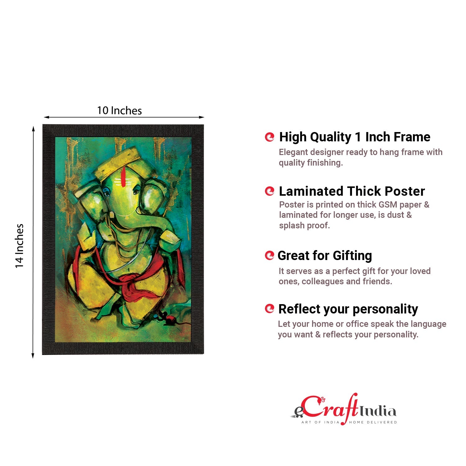 Lord Ganesha Satin Matt Texture UV Art Painting Kafalo