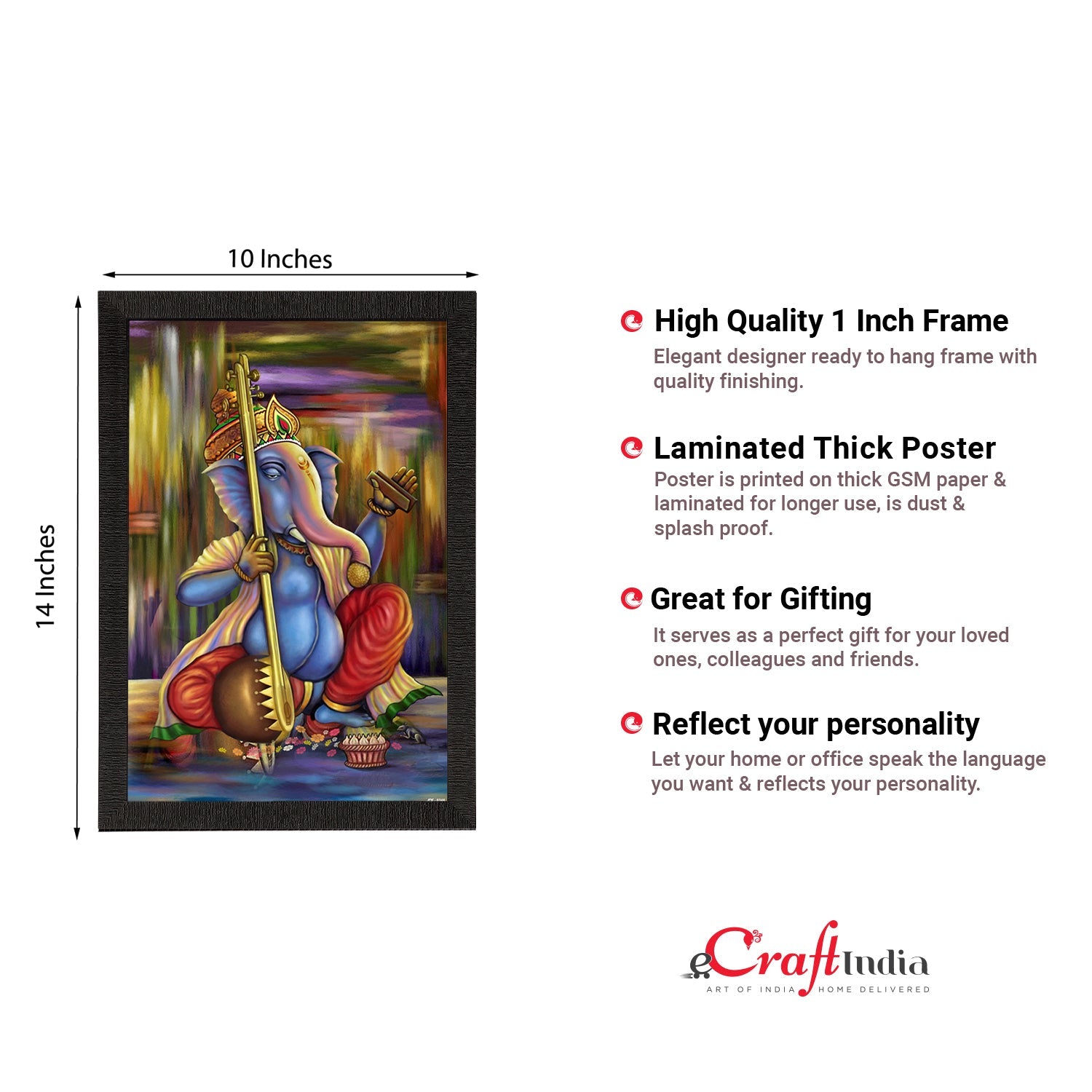 Lord Ganesha Satin Matt Texture UV Art Painting Kafalo
