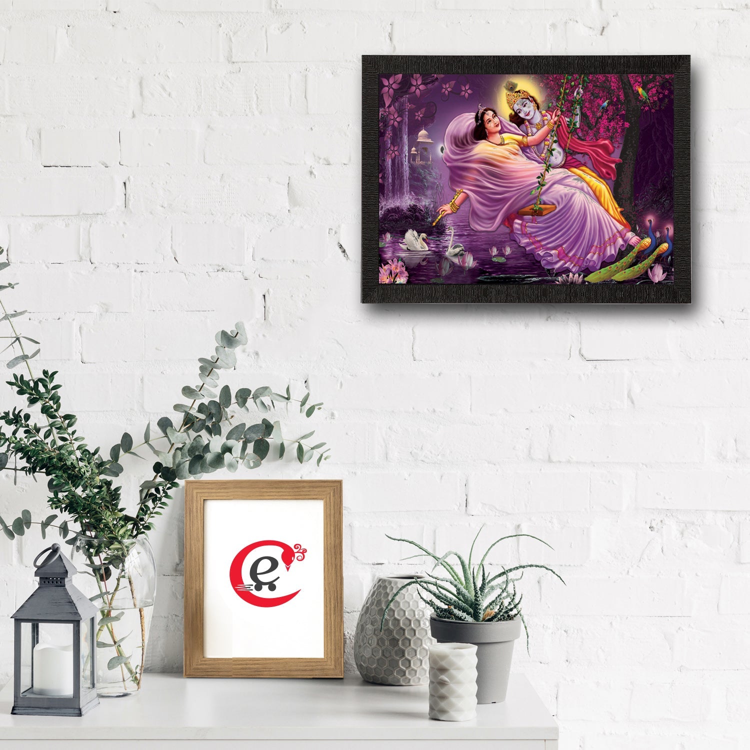 Radha Krishna Satin Matt Texture UV Art Painting Kafalo