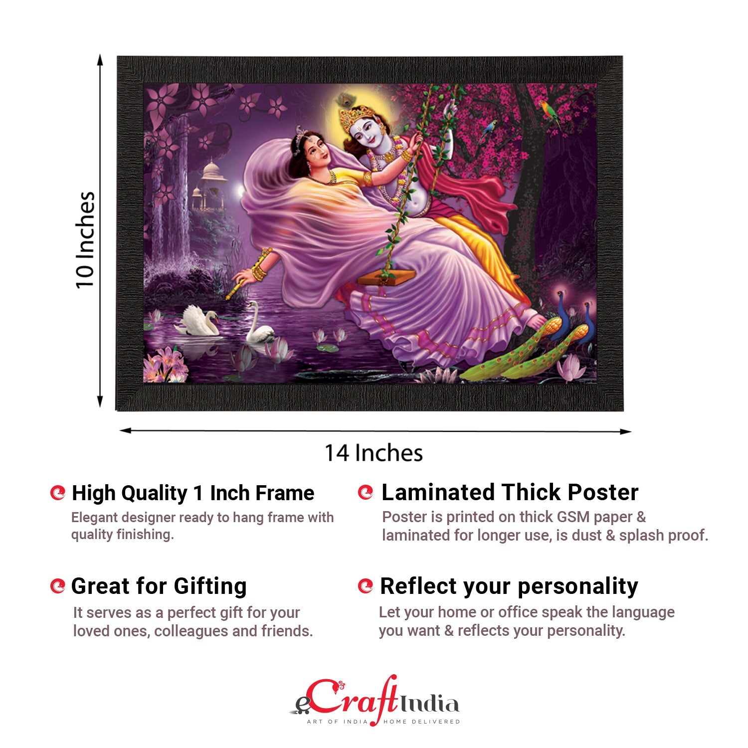 Radha Krishna Satin Matt Texture UV Art Painting Kafalo