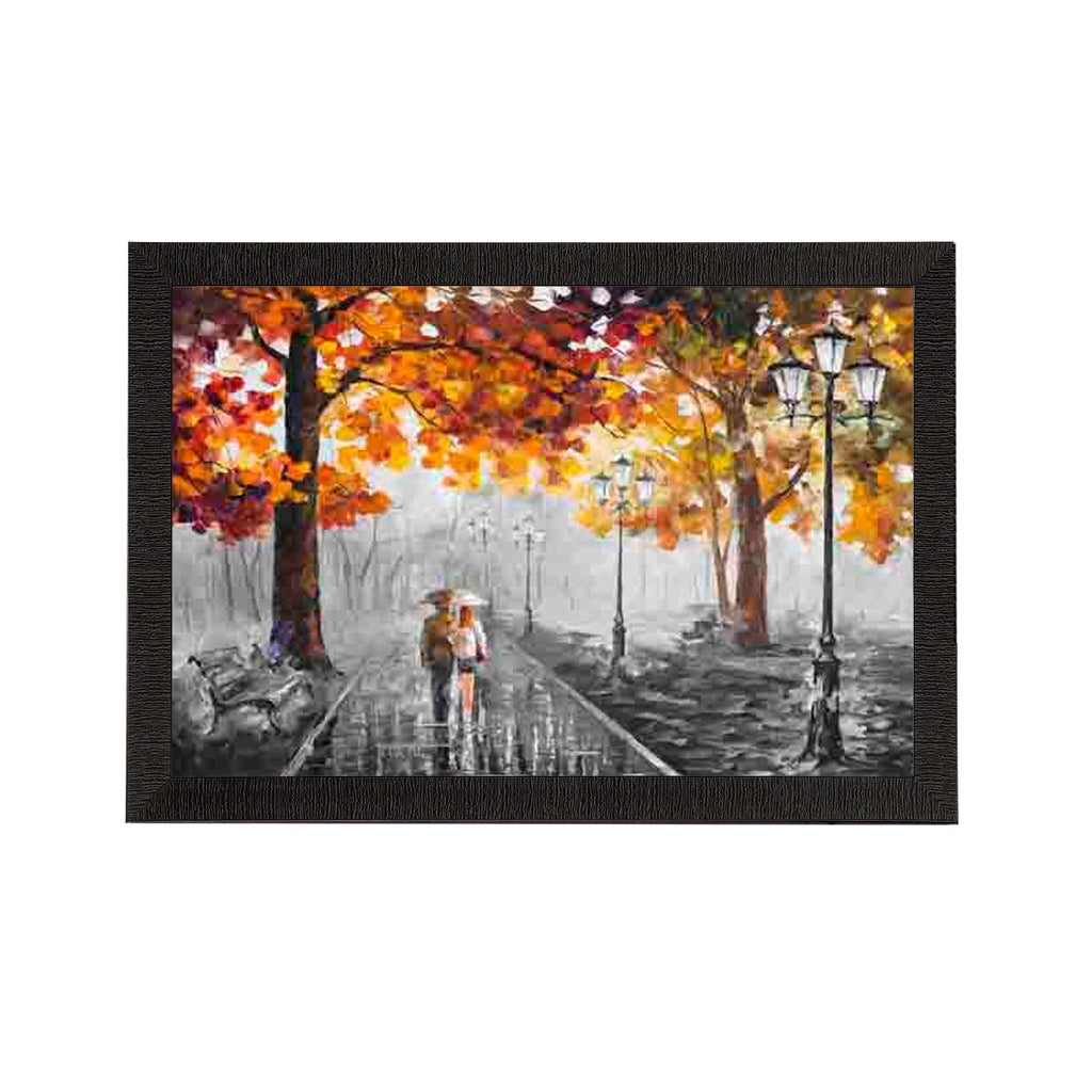 Loving Couple in rain Satin Matt Texture UV Art Painting Kafalo
