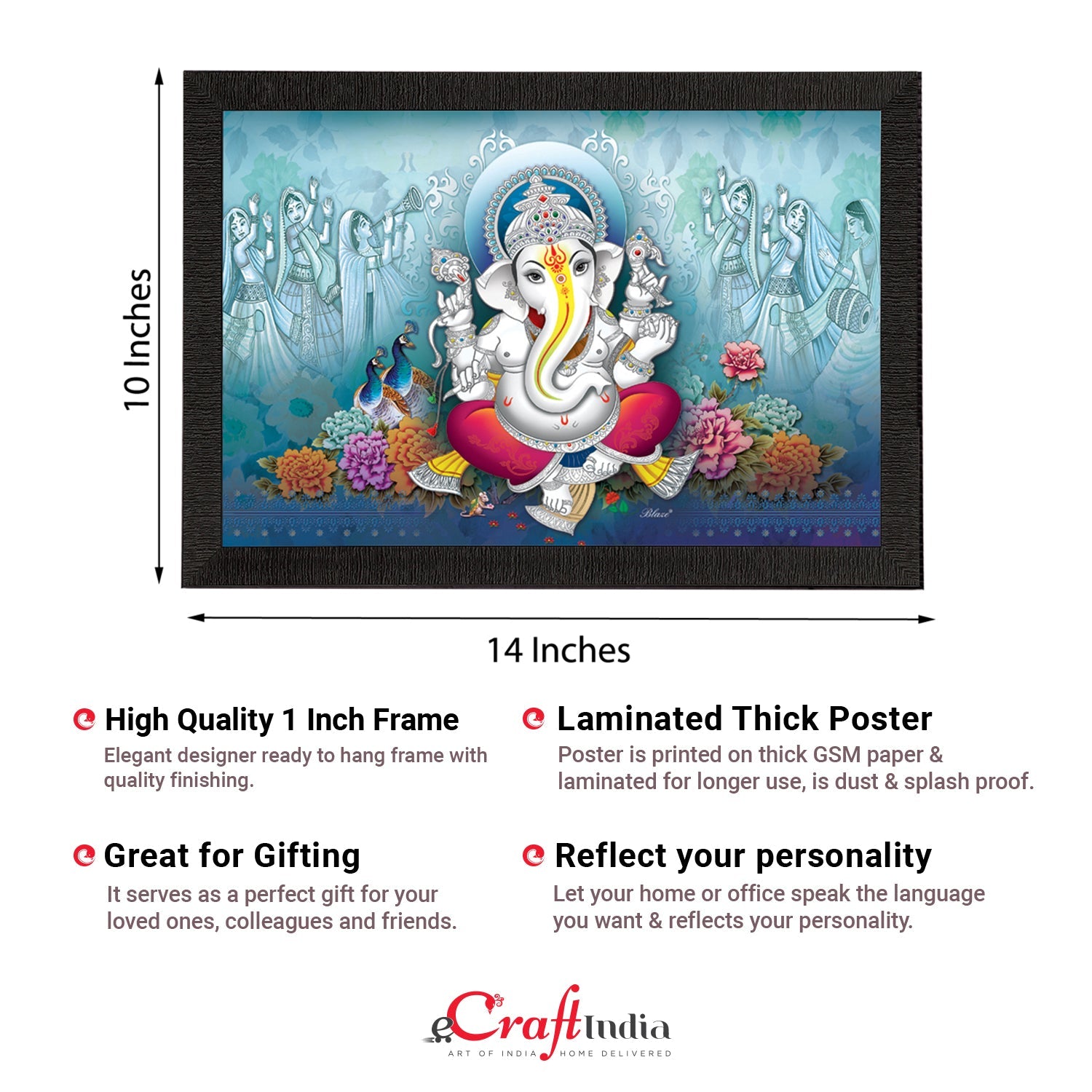 Lord Ganesha Satin Matt Texture UV Art Painting Kafalo