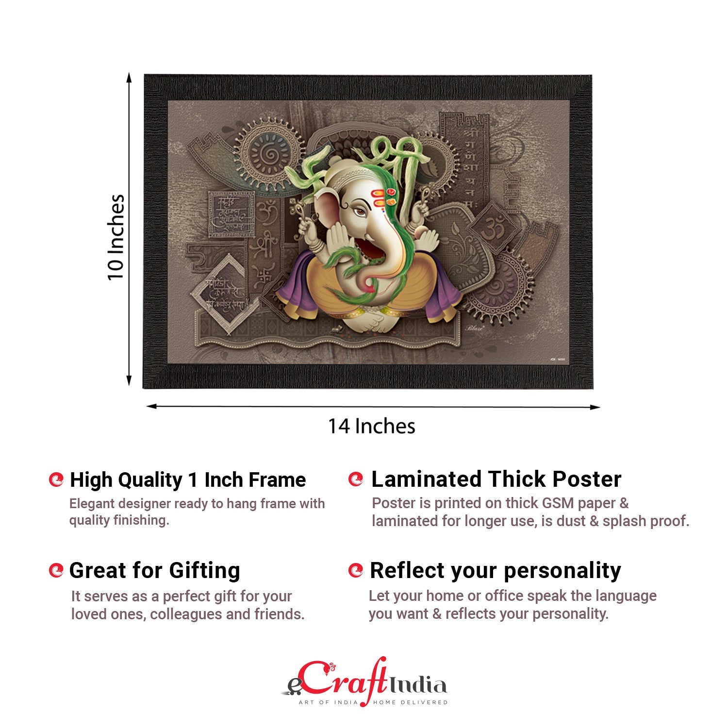 Lord Ganesha Satin Matt Texture UV Art Painting Kafalo