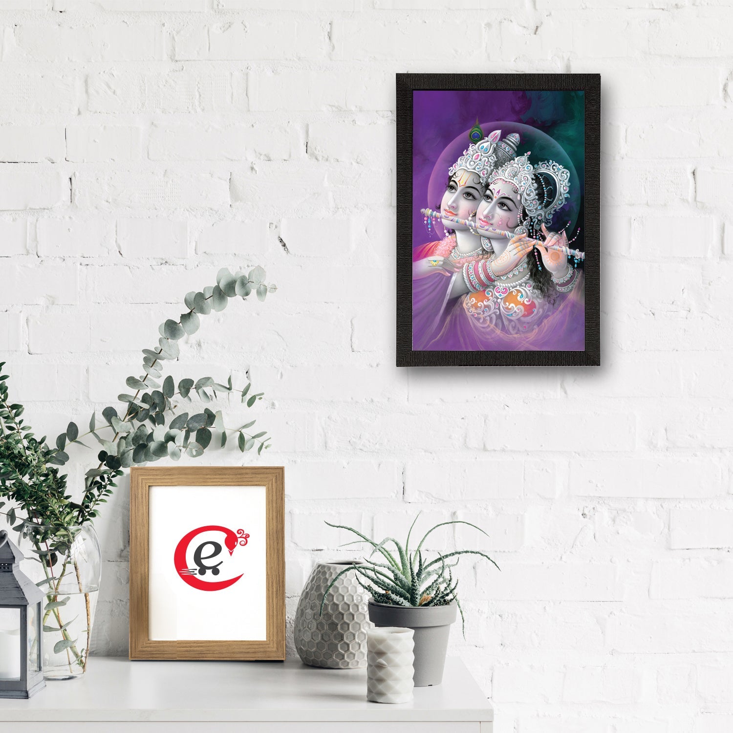 Radha Krishna Satin Matt Texture UV Art Painting Kafalo