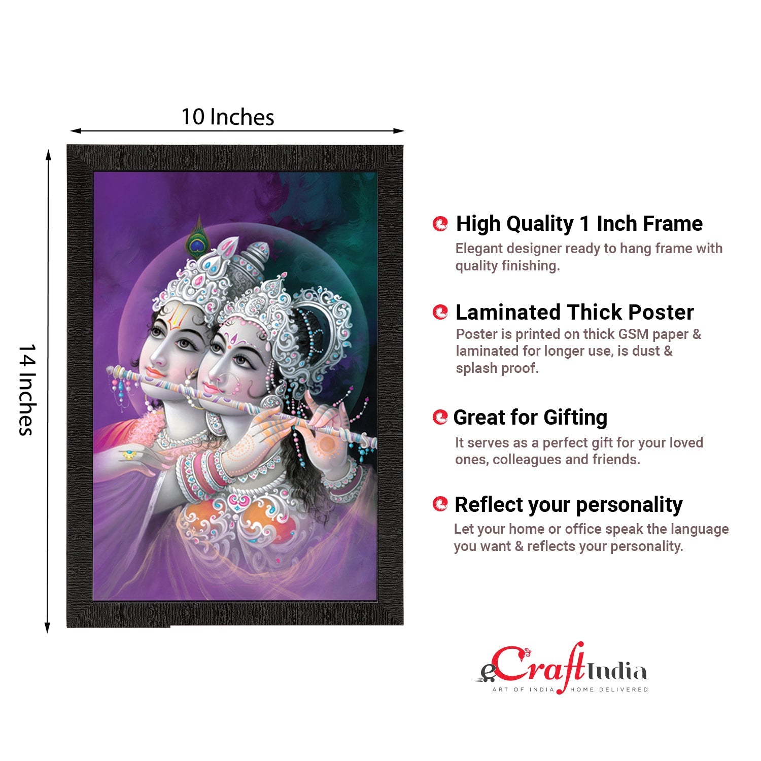 Radha Krishna Satin Matt Texture UV Art Painting Kafalo