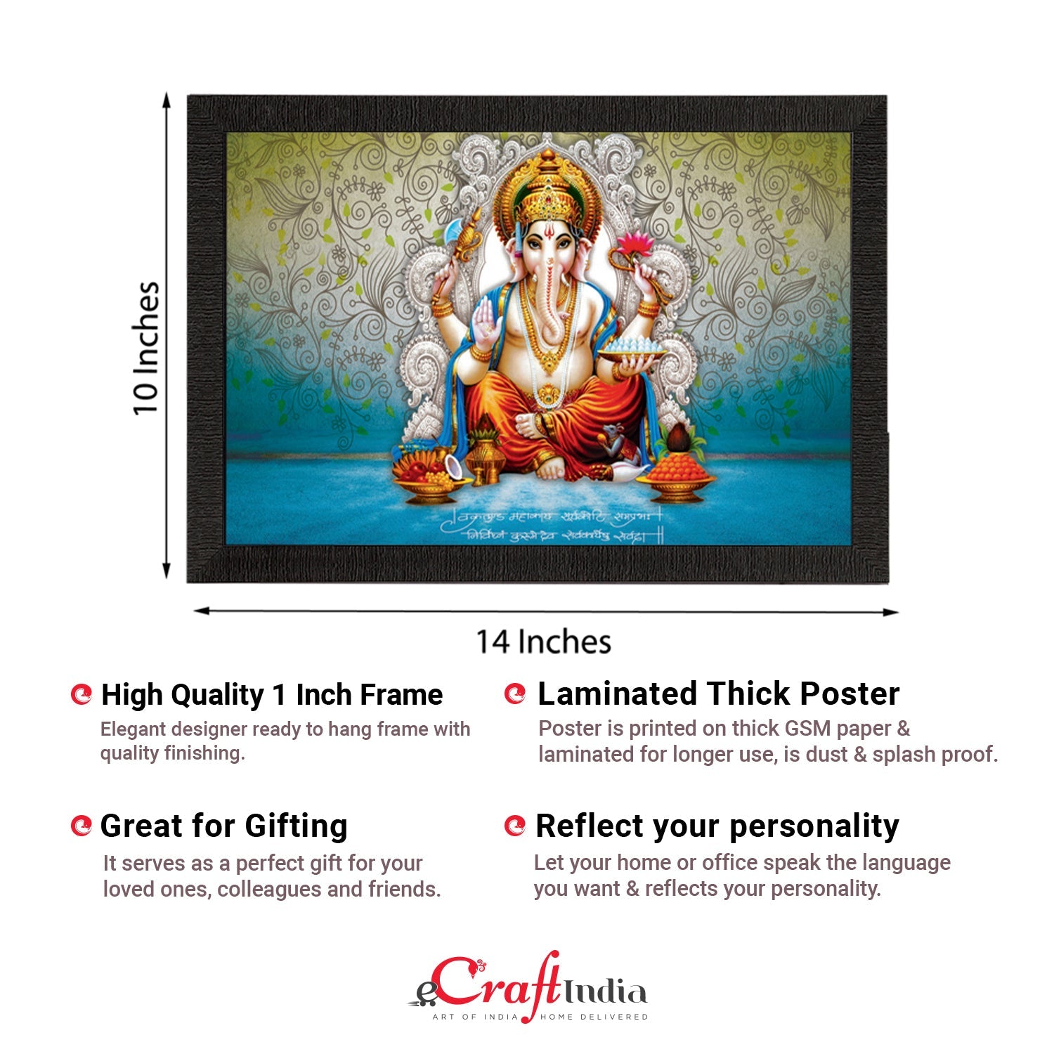 Lord Ganesha Satin Matt Texture UV Art Painting
