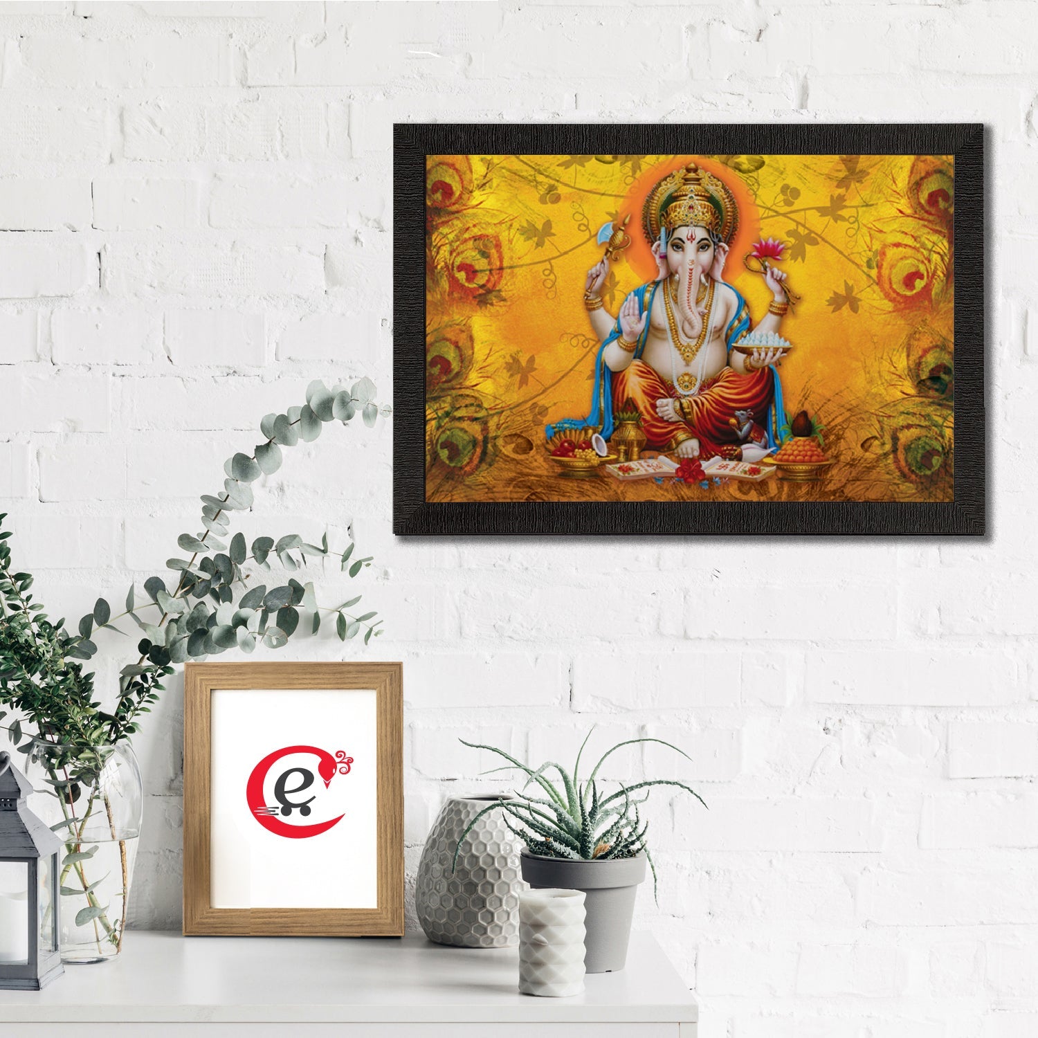 Lord Ganesha Satin Matt Texture UV Art Painting