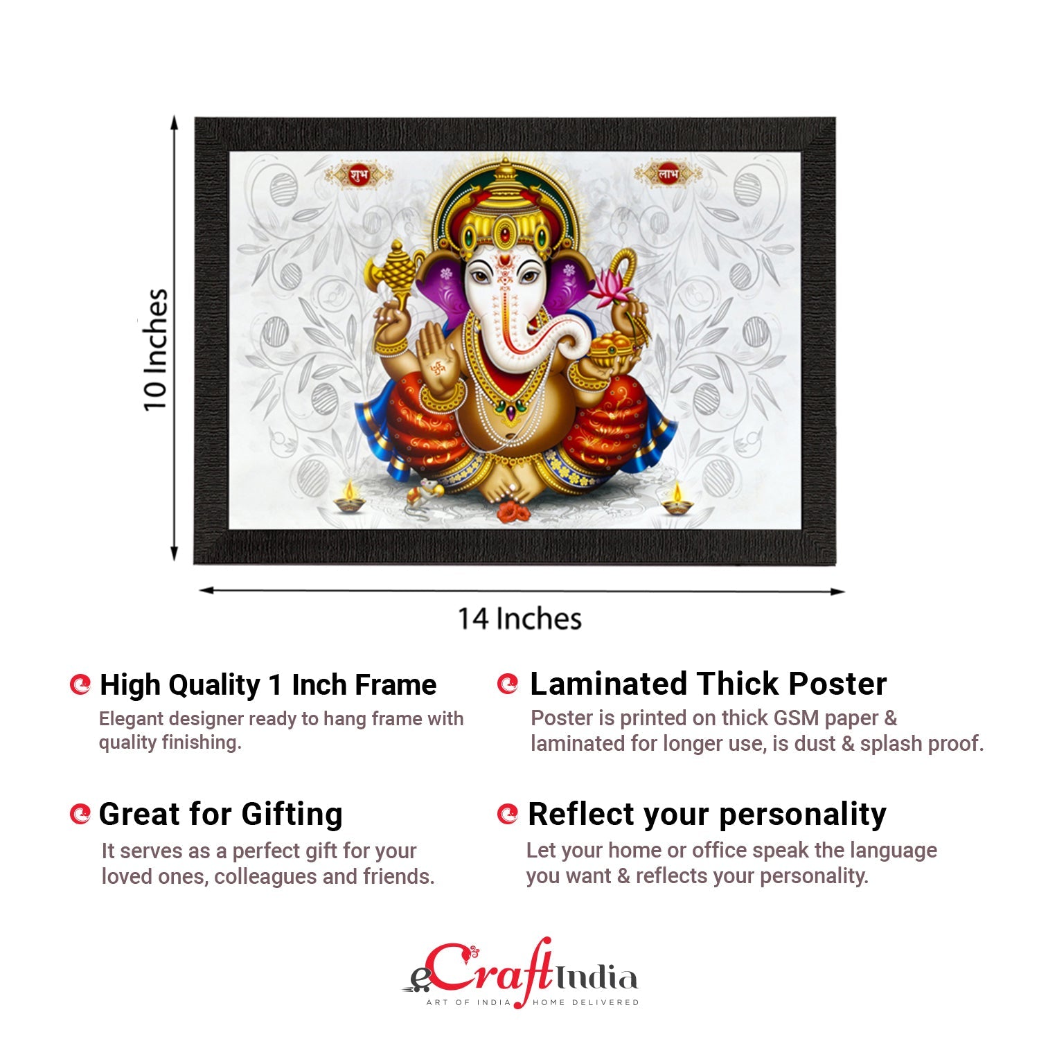 Lord Ganesha Satin Matt Texture UV Art Painting Kafalo