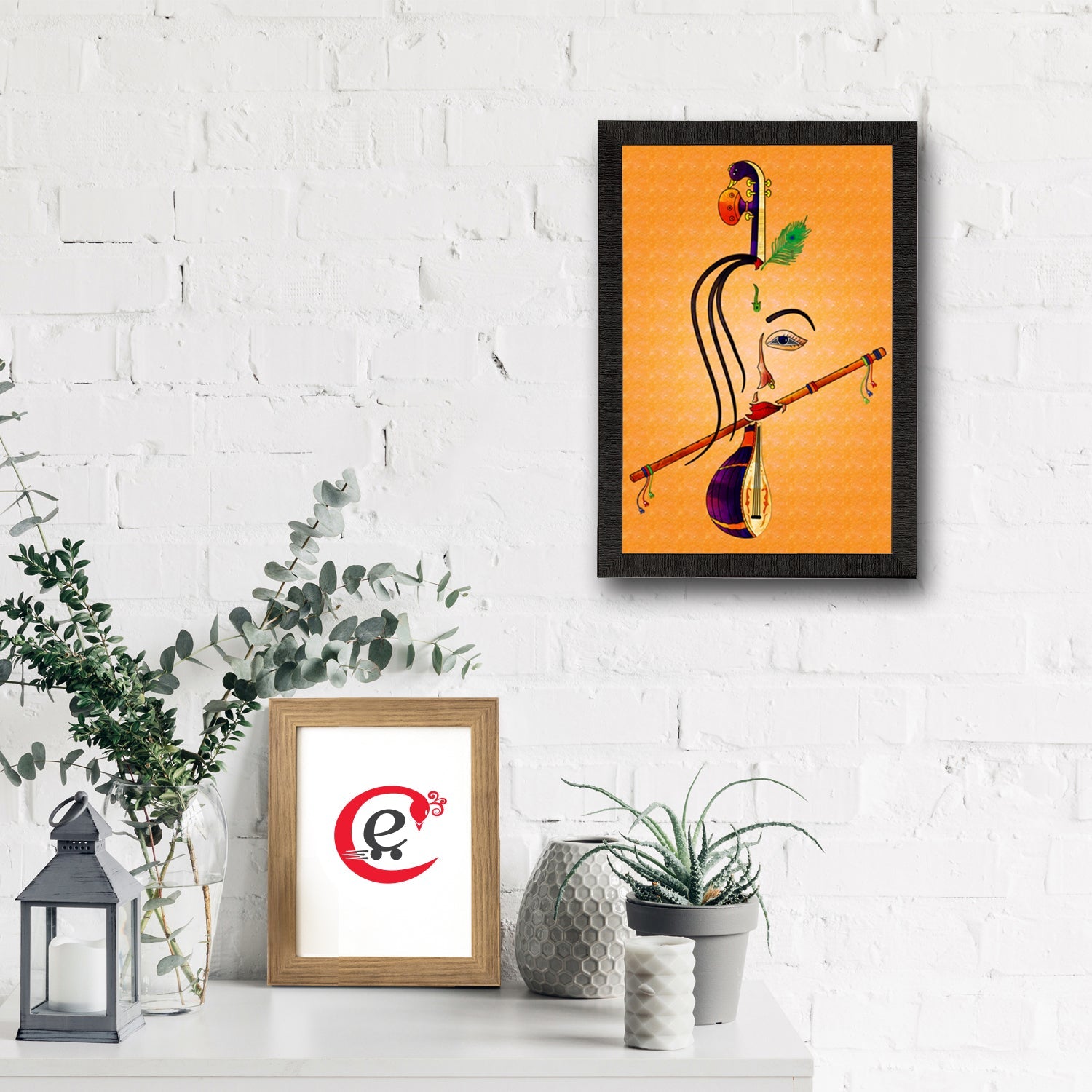 Lord Krishna playing Flute Satin Matt Texture UV Art Painting Kafalo