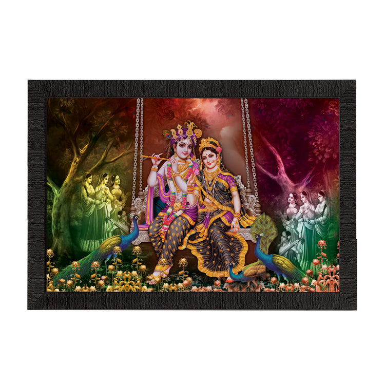 Radha Krishna Playing Flute Satin Matt Texture UV Art Painting Kafalo