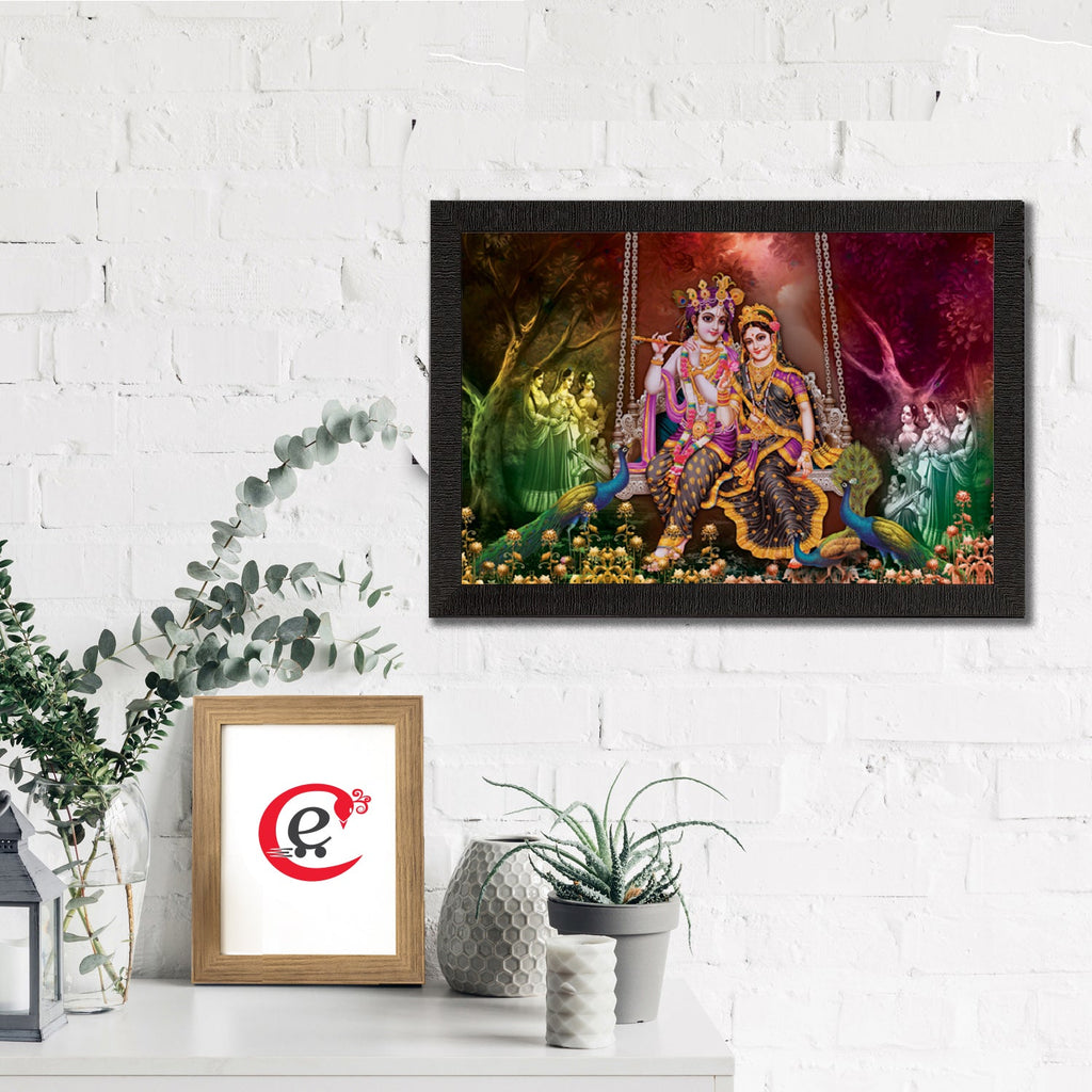 Radha Krishna Playing Flute Satin Matt Texture UV Art Painting Kafalo