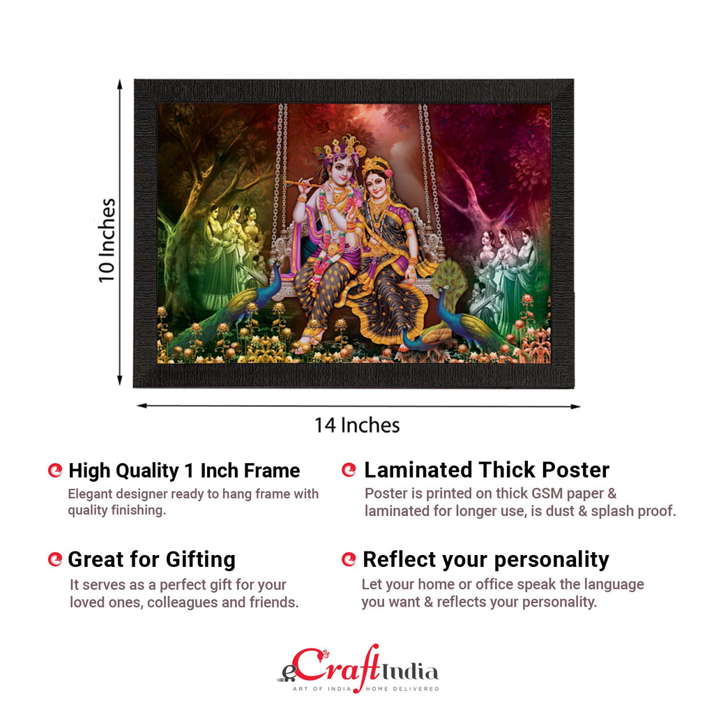 Radha Krishna Playing Flute Satin Matt Texture UV Art Painting Kafalo