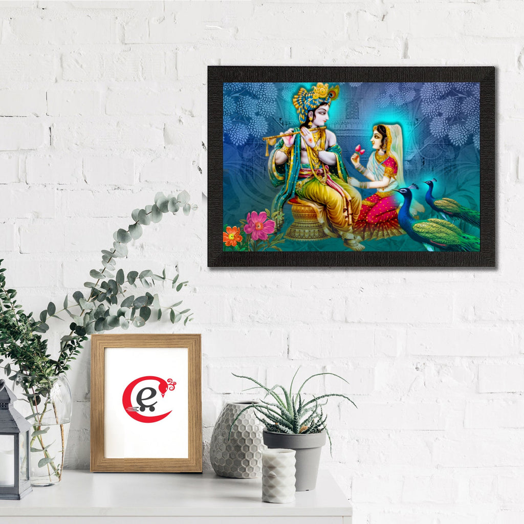 Radha Krishna Playing Flute Satin Matt Texture UV Art Painting Kafalo