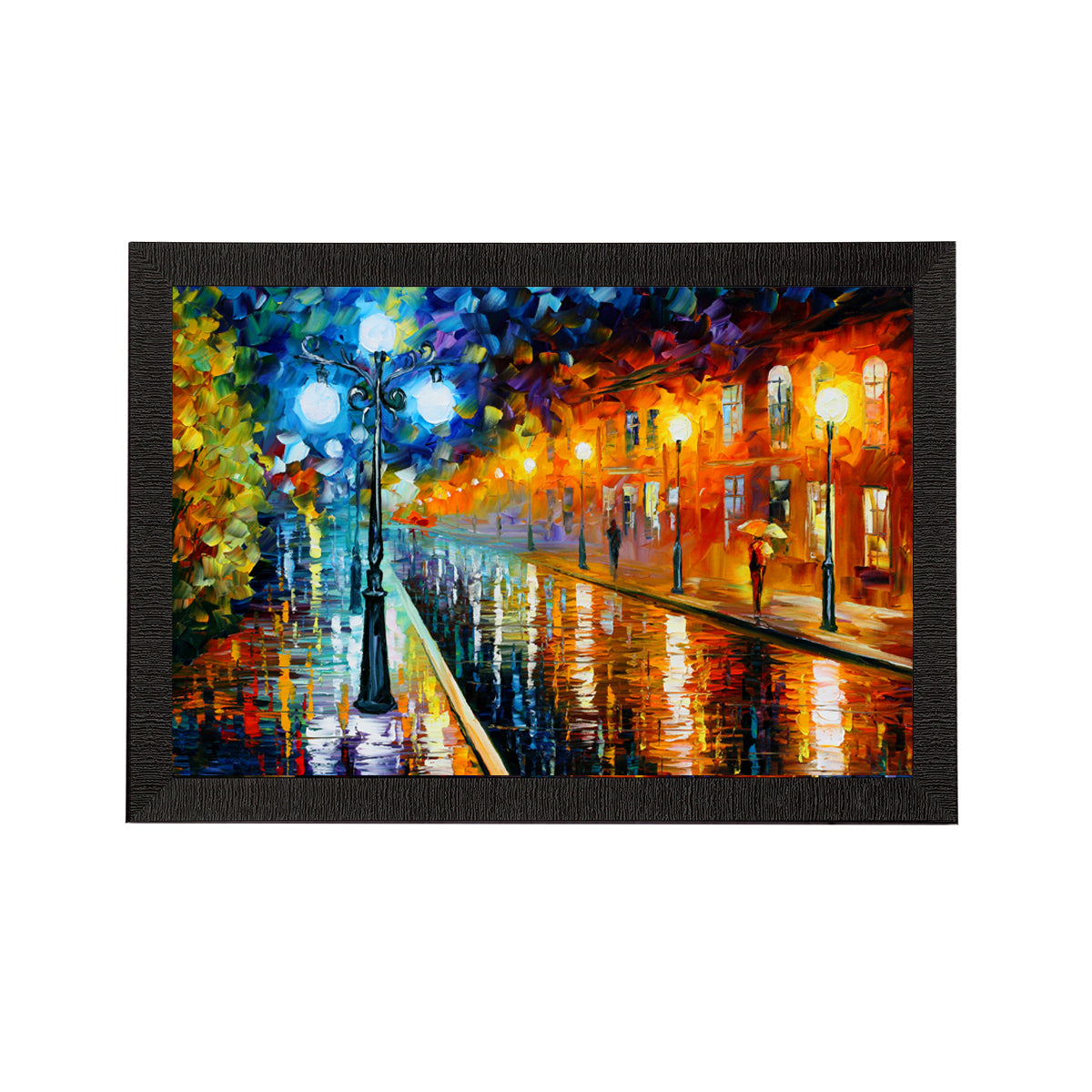 Street View in Rain Satin Matt Texture UV Art Painting Kafalo