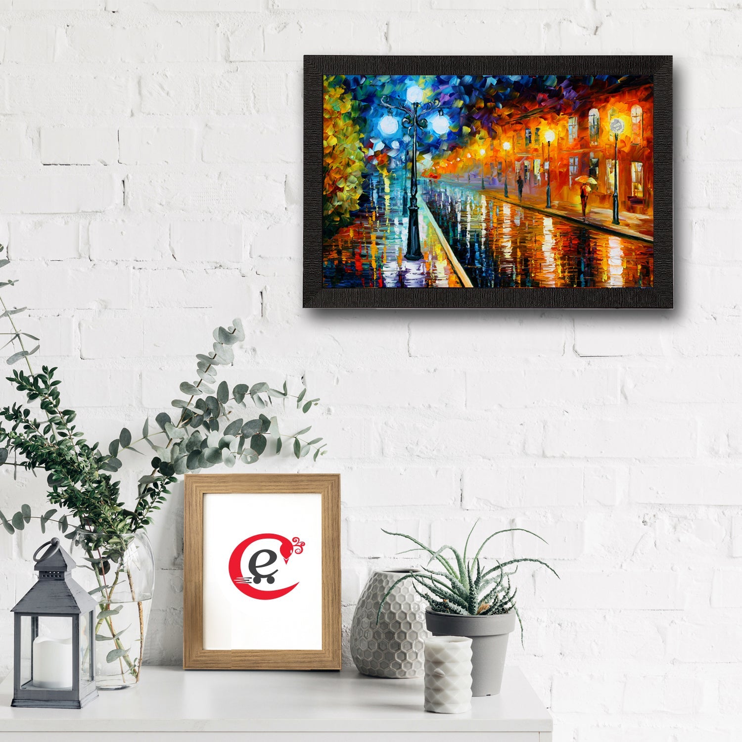 Street View in Rain Satin Matt Texture UV Art Painting Kafalo