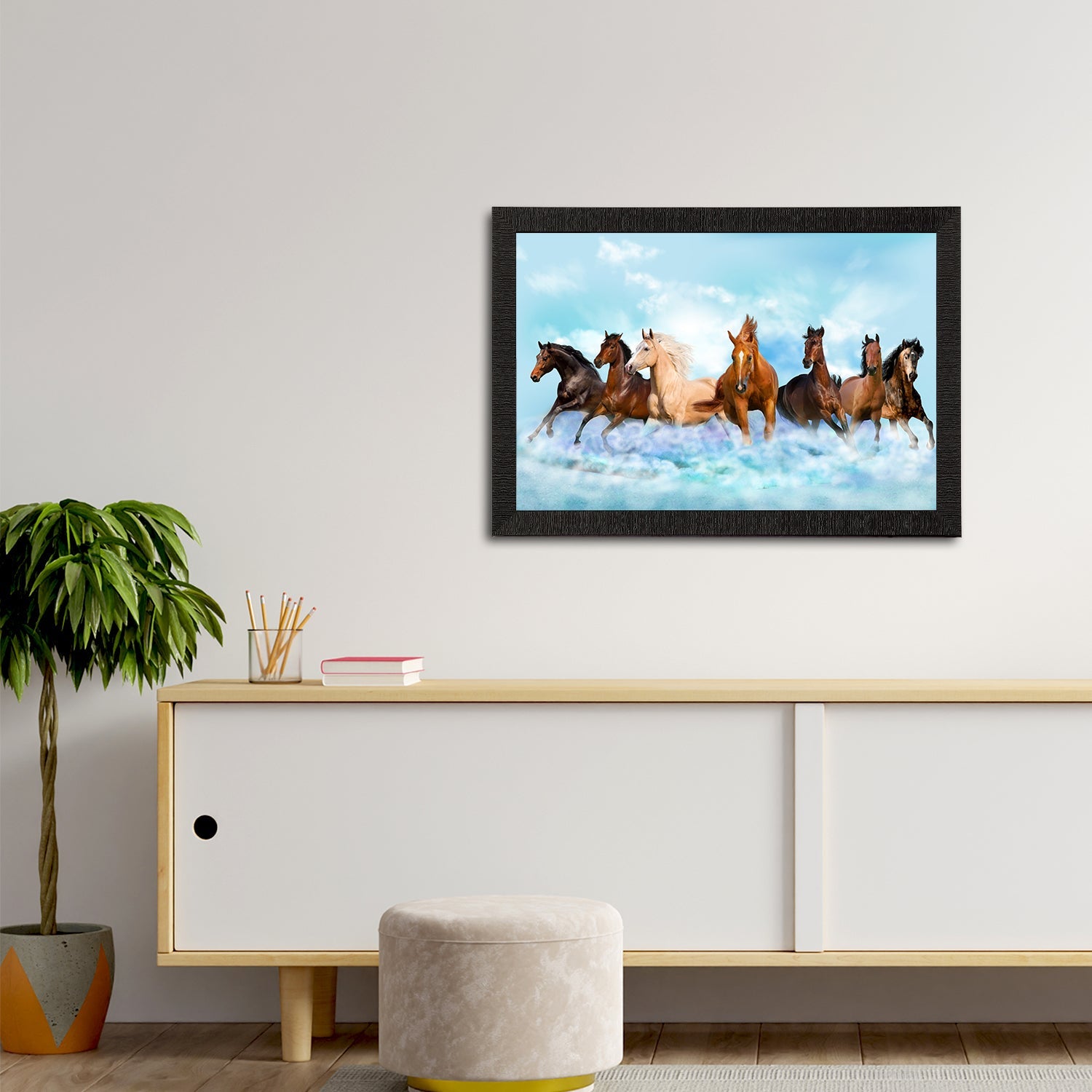 Seven Running Horses Painting Digital Printed Animal Wall Art Kafalo