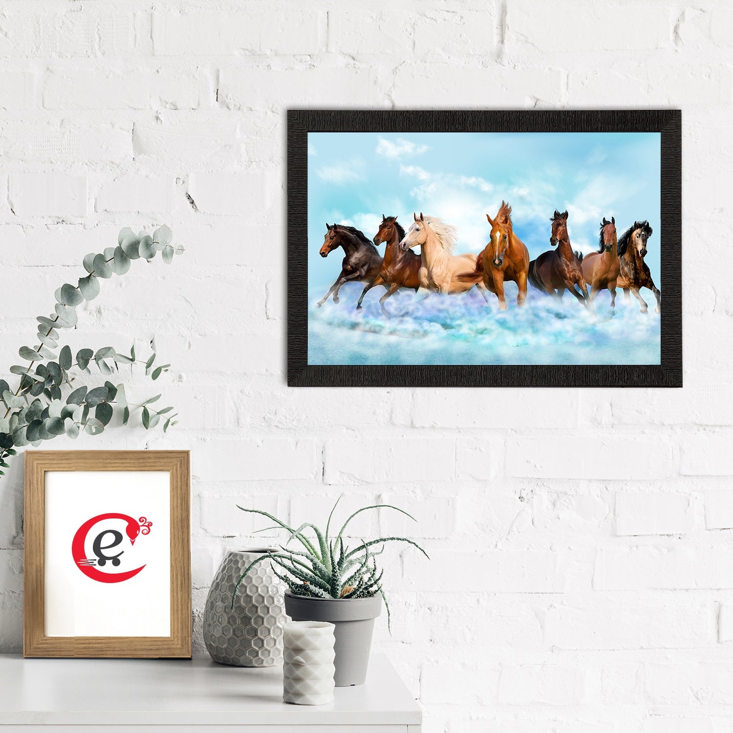 Seven Running Horses Painting Digital Printed Animal Wall Art Kafalo