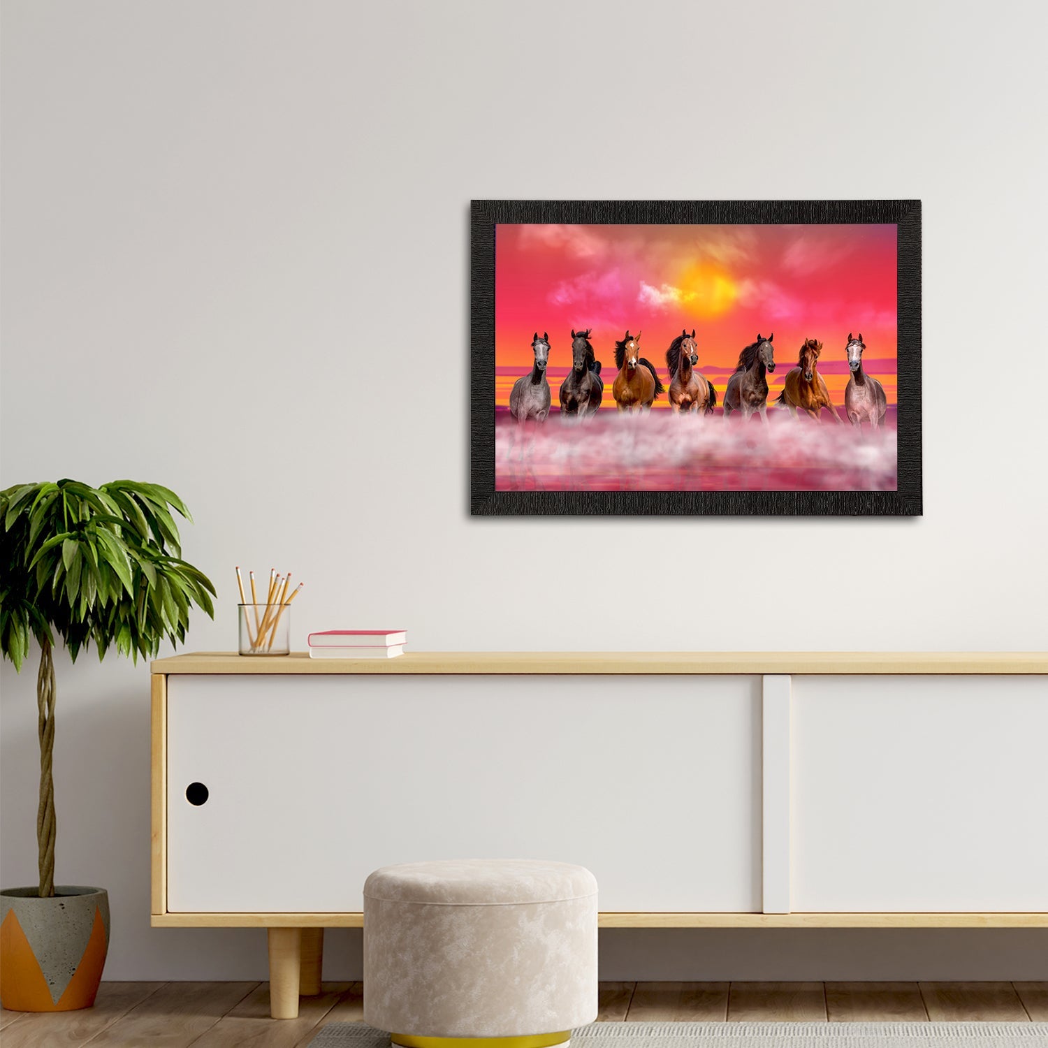 Seven Running Horses Painting Digital Printed Animal Wall Art Kafalo