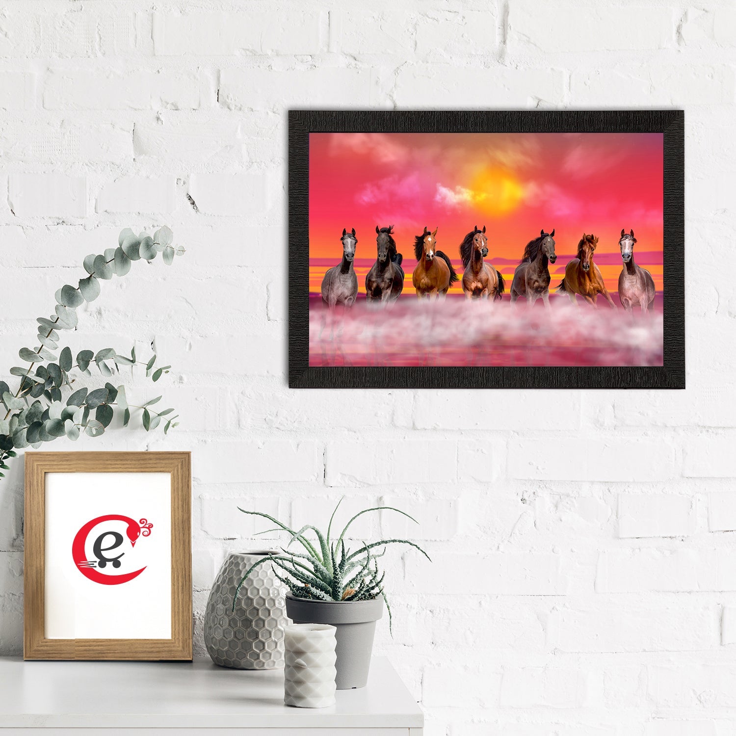 Seven Running Horses Painting Digital Printed Animal Wall Art Kafalo