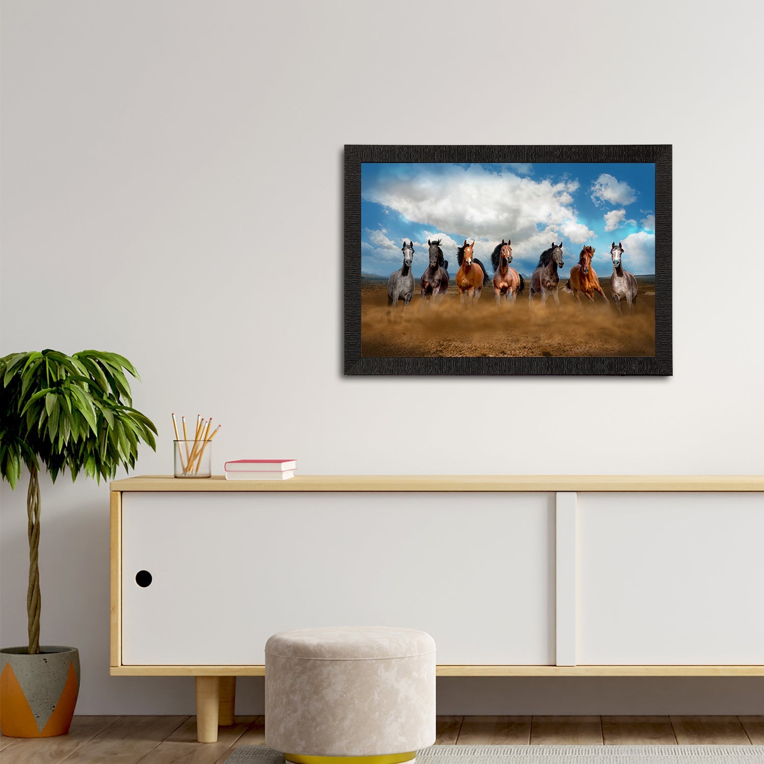 Seven Running Horses Painting Digital Printed Animal Wall Art Kafalo