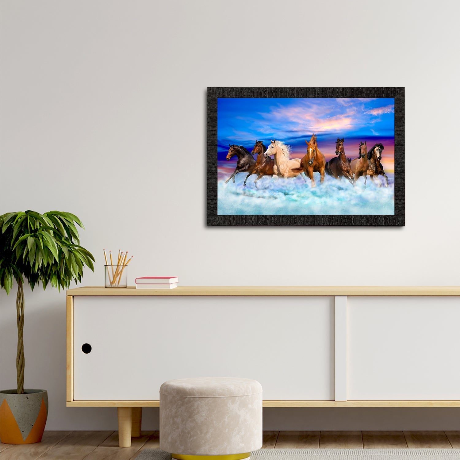 Seven Running Horses Painting Digital Printed Animal Wall Art Kafalo