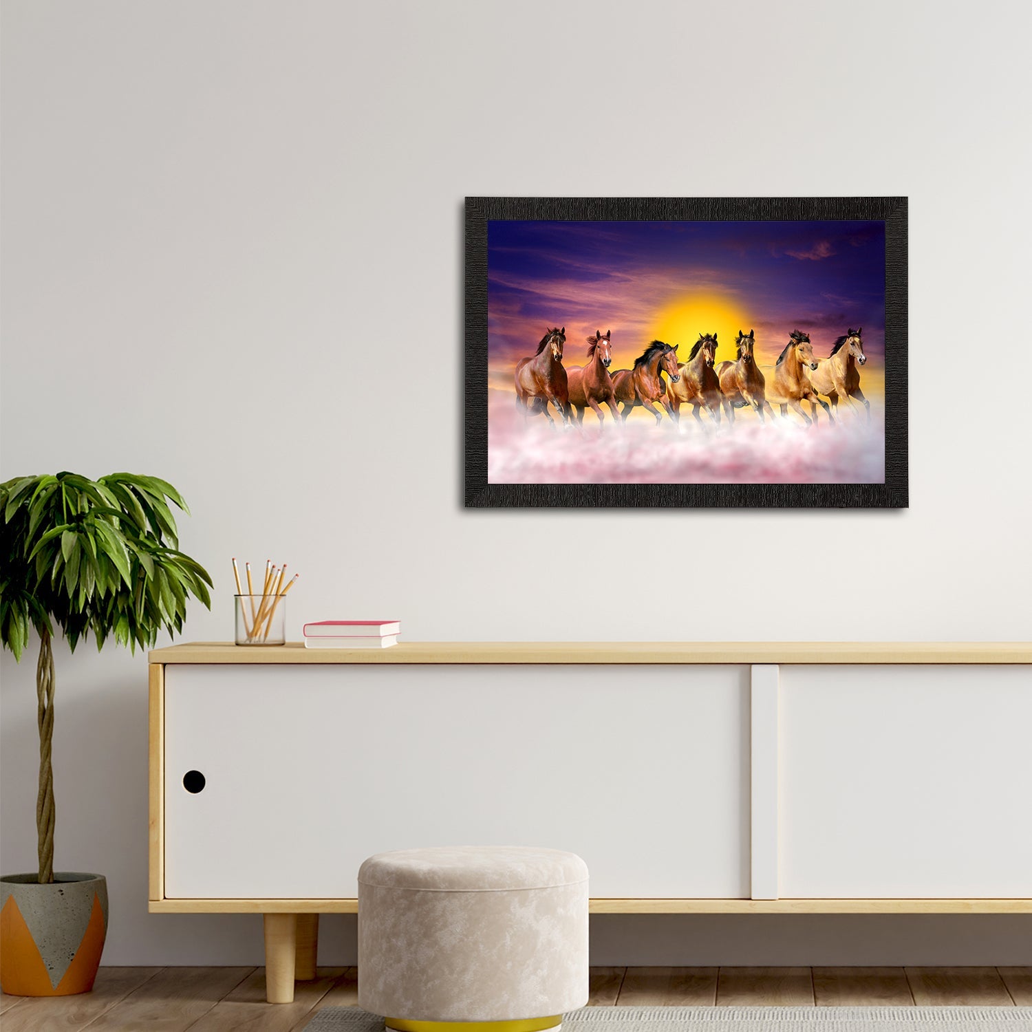 Seven Running Horses Painting Digital Printed Animal Wall Art Kafalo