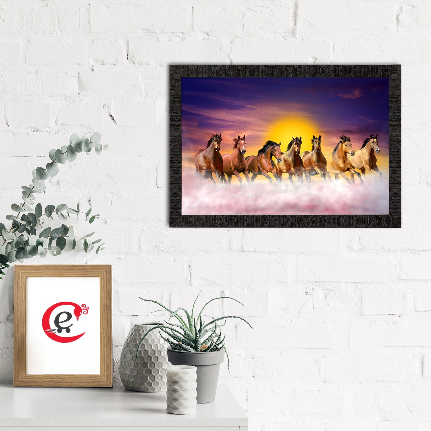 Seven Running Horses Painting Digital Printed Animal Wall Art Kafalo