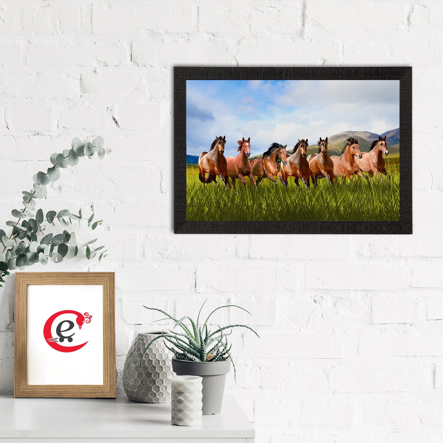 Seven Running Horses Painting Digital Printed Animal Wall Art Kafalo