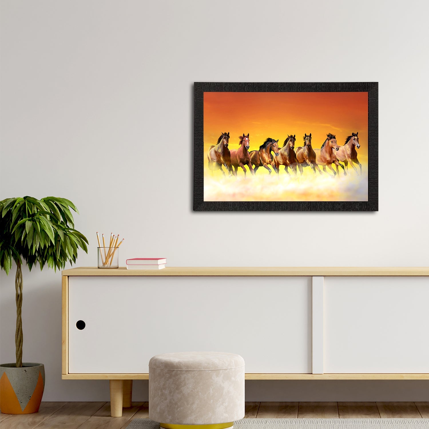 Seven Running Horses Painting Digital Printed Animal Wall Art Kafalo