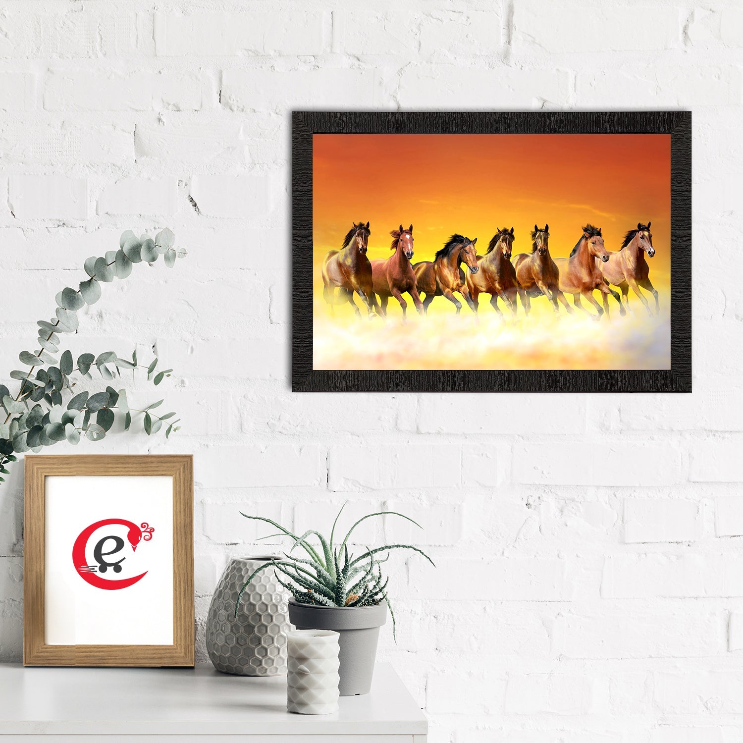 Seven Running Horses Painting Digital Printed Animal Wall Art Kafalo