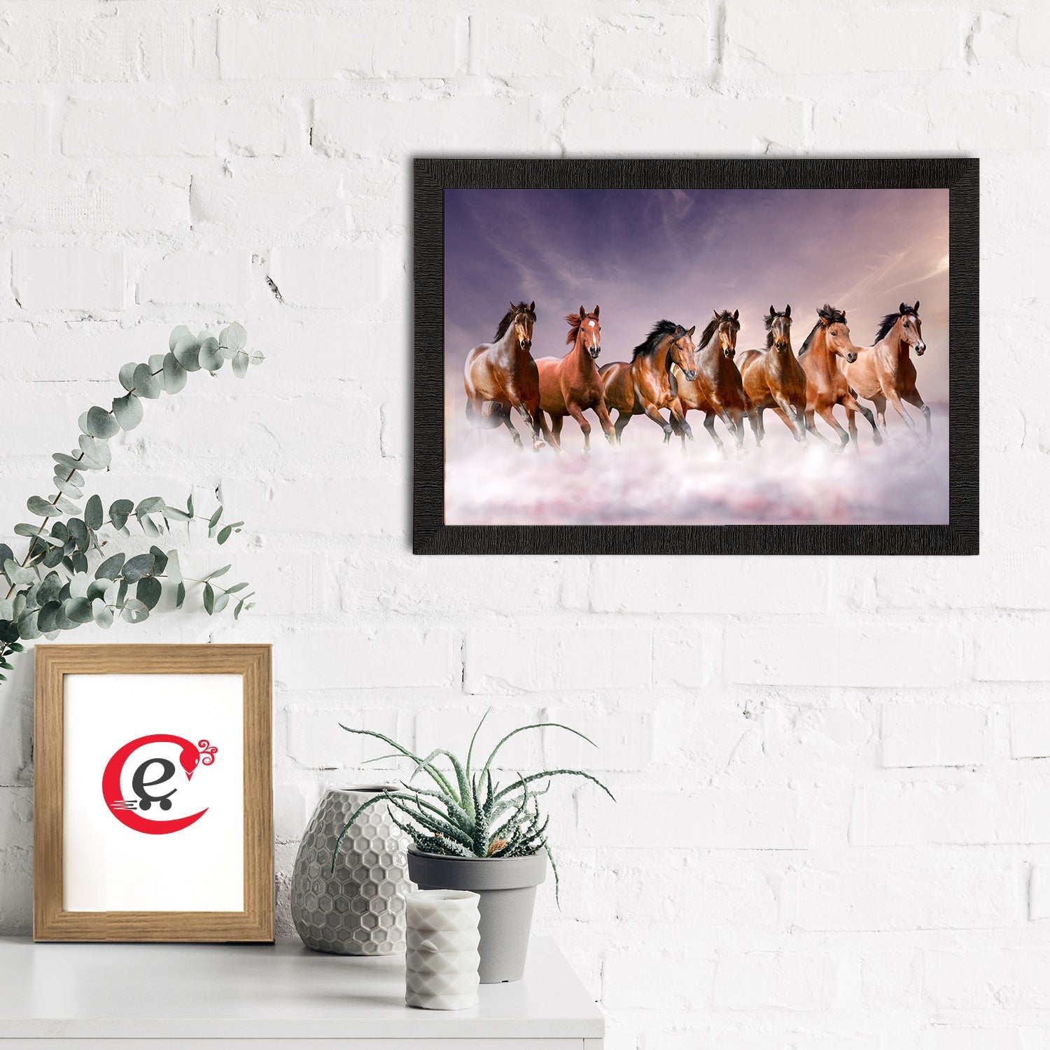 Seven Running Horses Painting Digital Printed Animal Wall Art Kafalo