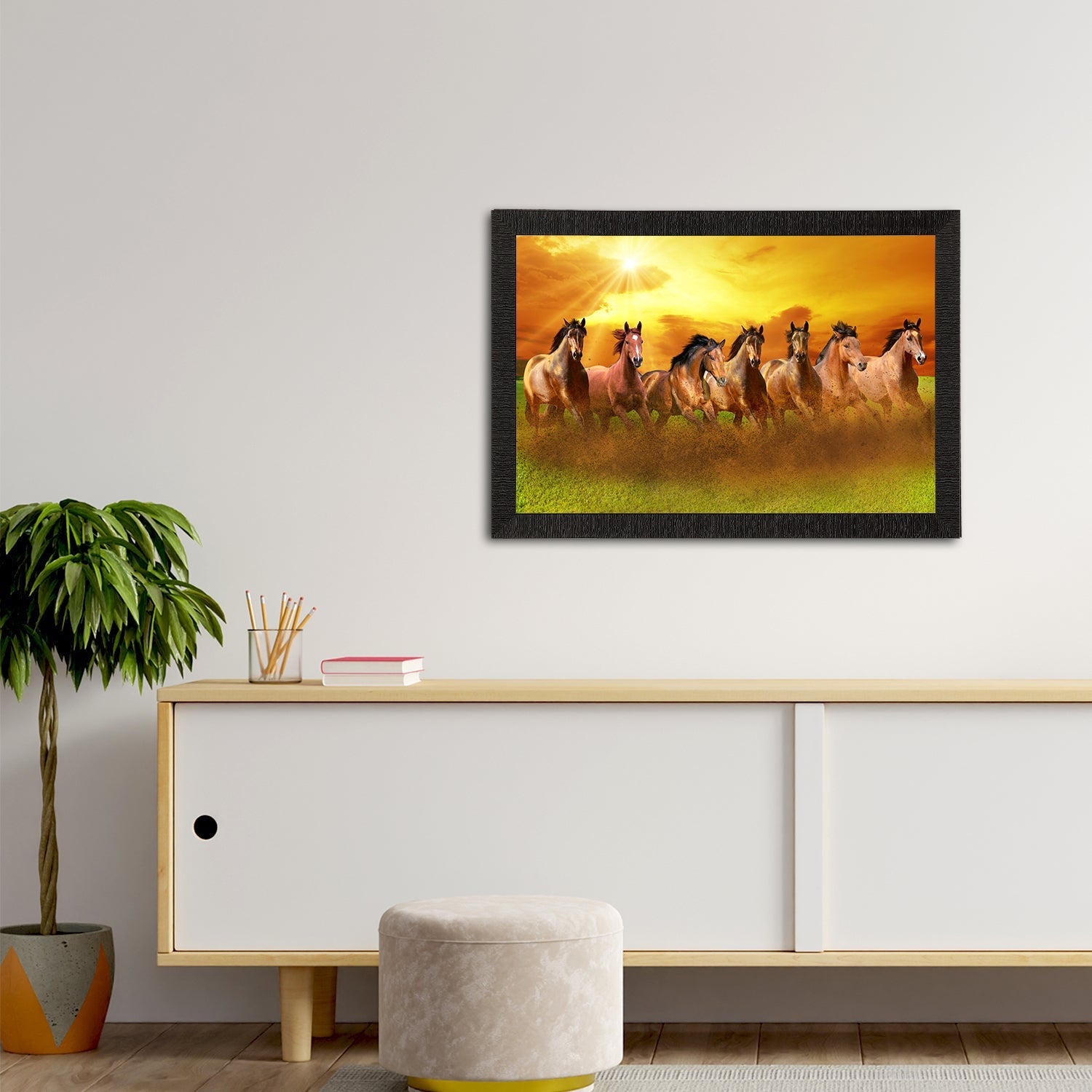 Seven Running Horses Painting Digital Printed Animal Wall Art Kafalo