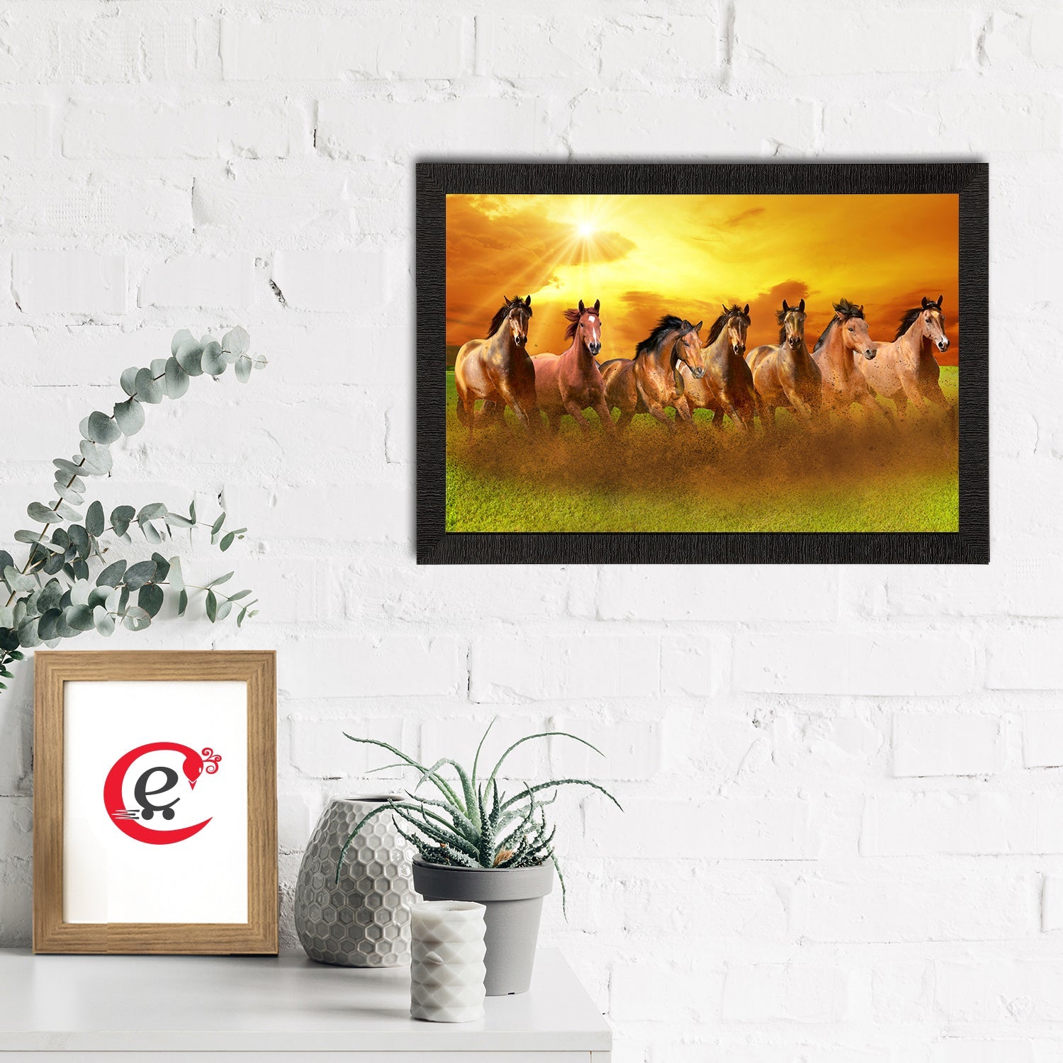 Seven Running Horses Painting Digital Printed Animal Wall Art Kafalo