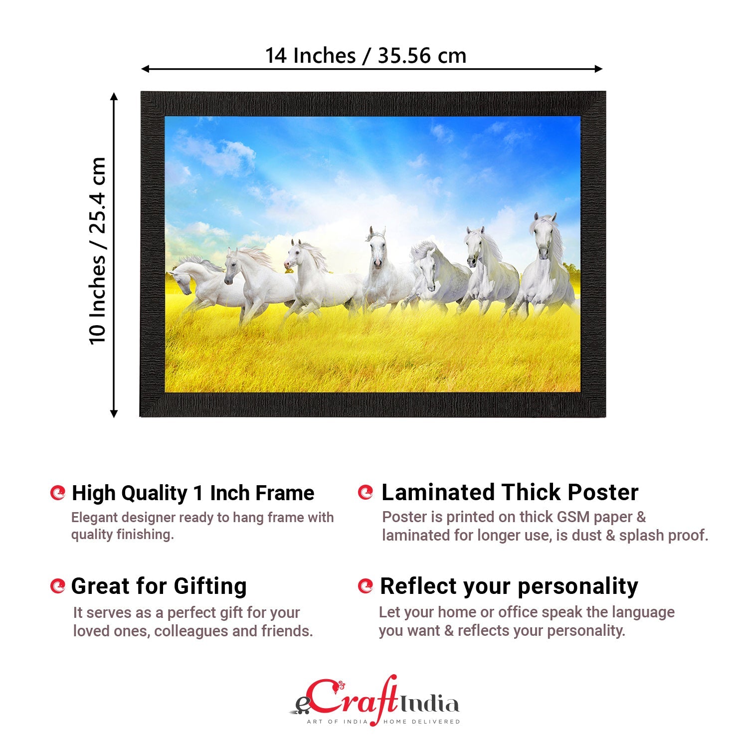 Seven White Running Horses Painting Digital Printed Animal Wall Art Kafalo