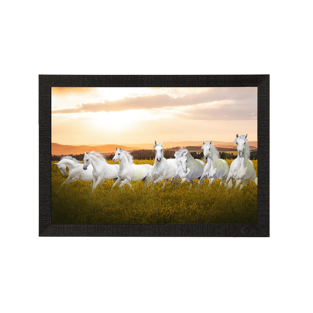 7 White Running Horses Painting Digital Printed Animal Wall Art Kafalo