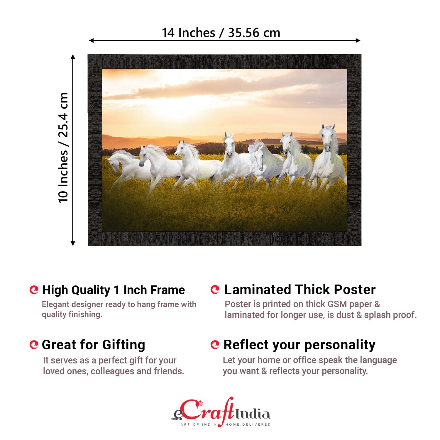 7 White Running Horses Painting Digital Printed Animal Wall Art Kafalo