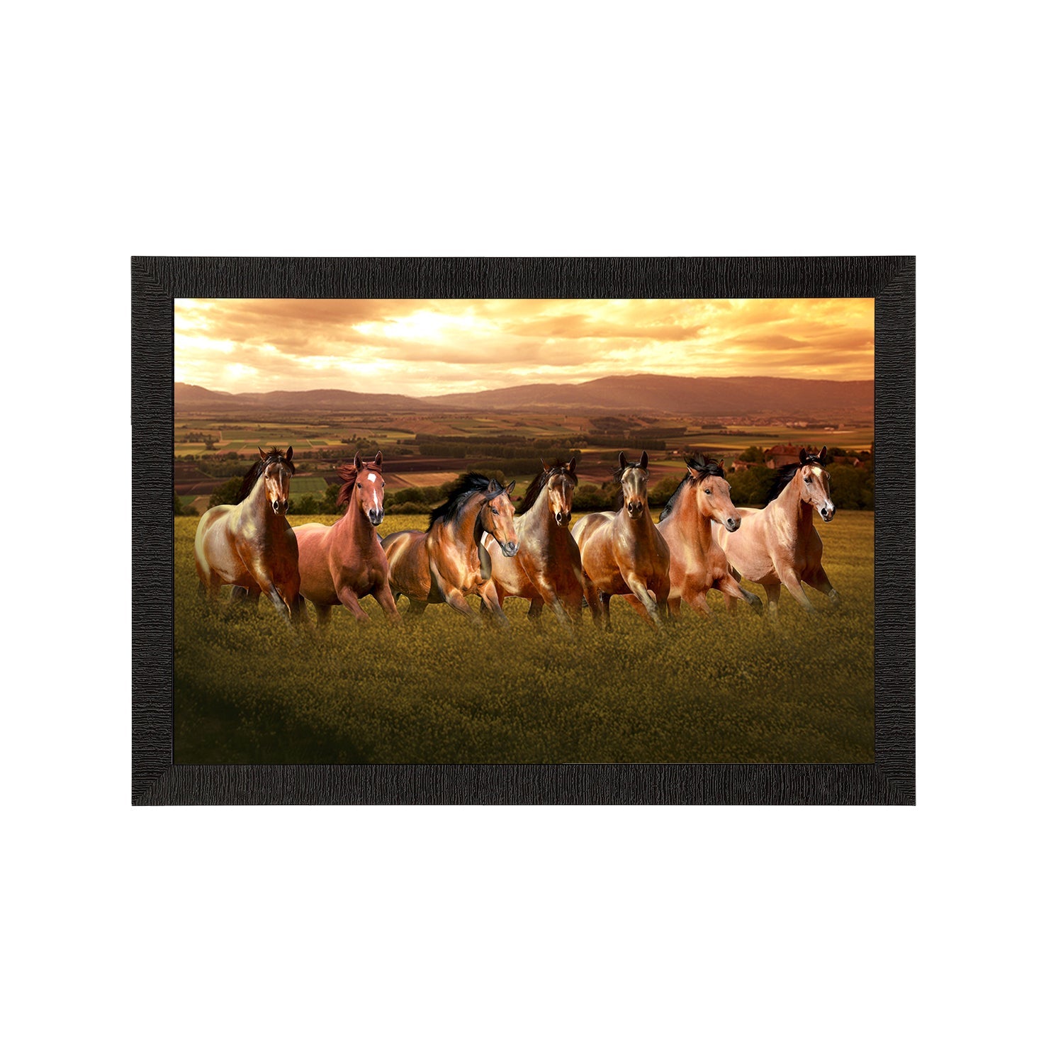 Seven Running Horses Painting Digital Printed Animal Wall Art Kafalo