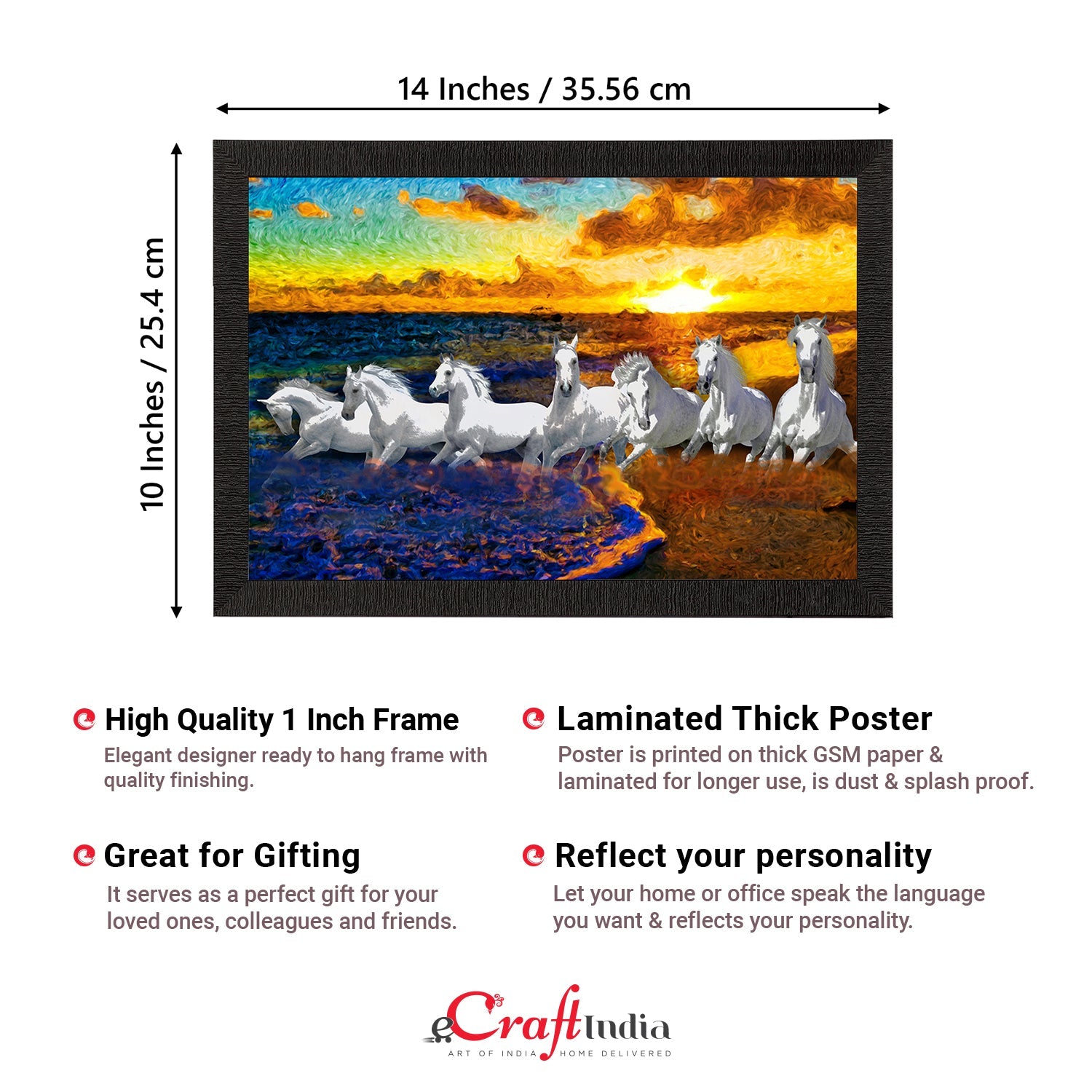7 White Running Horses Painting Digital Printed Animal Wall Art Kafalo