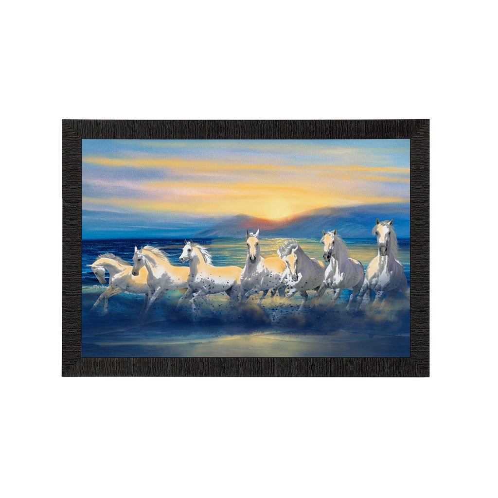7 White Running Horses Painting Digital Printed Animal Wall Art Kafalo